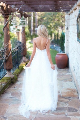 Spaghetti Strap Tulle Summer Wedding Dress New Arrival  A-Line Long Bridal Dresses_3