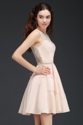 Lace Beading Sleeveless Tiers A-line Elegant Homecoming Dresses_5