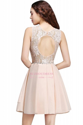 Lace Beading Sleeveless Tiers A-line Elegant Homecoming Dresses_6