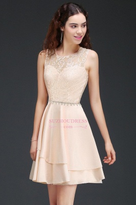 Lace Beading Sleeveless Tiers A-line Elegant Homecoming Dresses_4