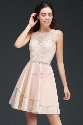 Lace Beading Sleeveless Tiers A-line Elegant Homecoming Dresses_2