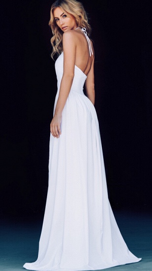 New Arrival Hlater Chiffon Evening Gown Simple Open Back Slit  Prom Dress BA2092_5