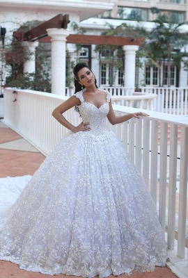 Crystal Lace Ball Gown Wedding Dresses Court Train Beading  Bridal Gowns MH068_1