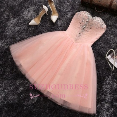 Elegant Crystals Sweetheart-Neck Pink A-line Short Homecoming Dresses BA6909_3