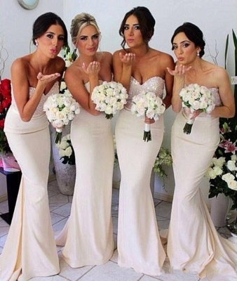 Ivory Bridesmaid Dresses Sweetheart Sequins Sexy  Bridesmaid Dresses Online_2