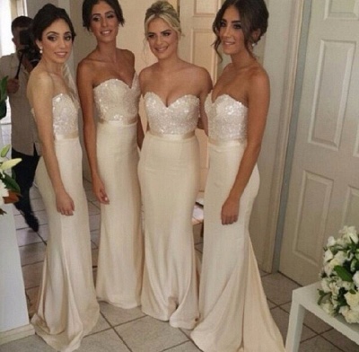 Ivory Bridesmaid Dresses Sweetheart Sequins Sexy  Bridesmaid Dresses Online_3