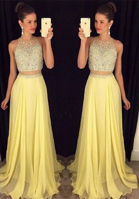 Cute Two Piece Major Beading Prom Dess New Arrival Chiffon Formal Occasion Dresses GA017_1