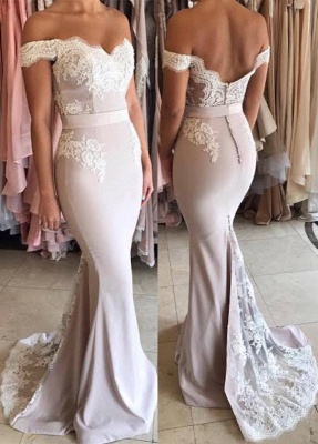 Off The Shoulder Lace Mermaid Formal Evening Dress   Open Back Ball Dresses BA7854_1