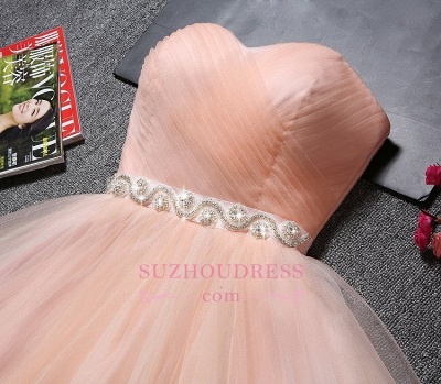 A-Line Ruffles Short Sweetheart Short Simple Crystal Homecoming Dresses_5