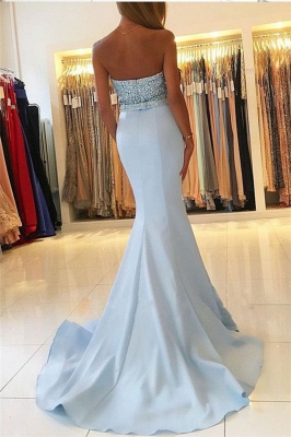 Baby Blue Mermaid Open Back Prom Dresses Sexy  Beads Sequins Formal Evening Dresses BA7755_3