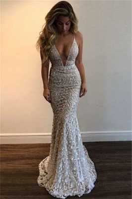 Deep V-neck Sexy Open Back Evening Dress | Gorgeous Sheath Prom Dresses   FB0400_1