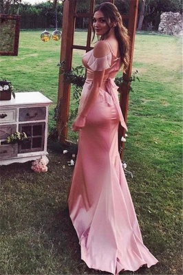 Vestidos de dama de honor sexys de color rosa con tirantes finos y corte tubo_3