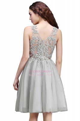 Appliques Tulle Sleeveless A-Line Silver Short Homecoming Dress_7