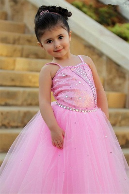 Pretty Pink Crystal Flower Girl Dresses |  Open Back Pageant Dress with Detachbale Skirt_3