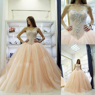 Pretty Sweetheart Princess Ball Gowns Crystals Beading  Wedding Dresses_3